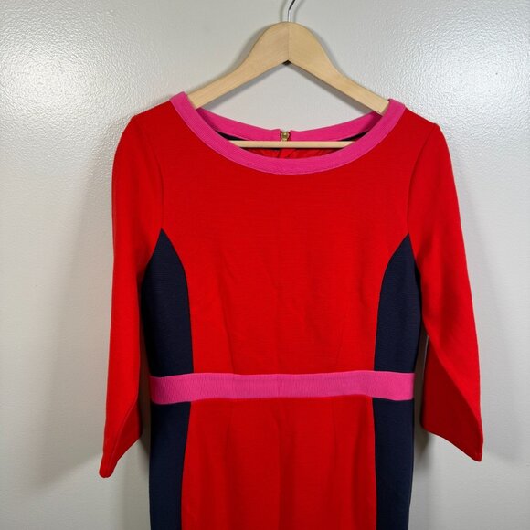 Boden Leah Ottoman Sheath Colorblock Dress Size 10 Knee Length Career Work Red - Picture 5 of 10